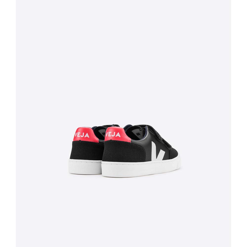 Veja V-12 LEATHER Kids' Sneakers Black/White | CA 870QMA